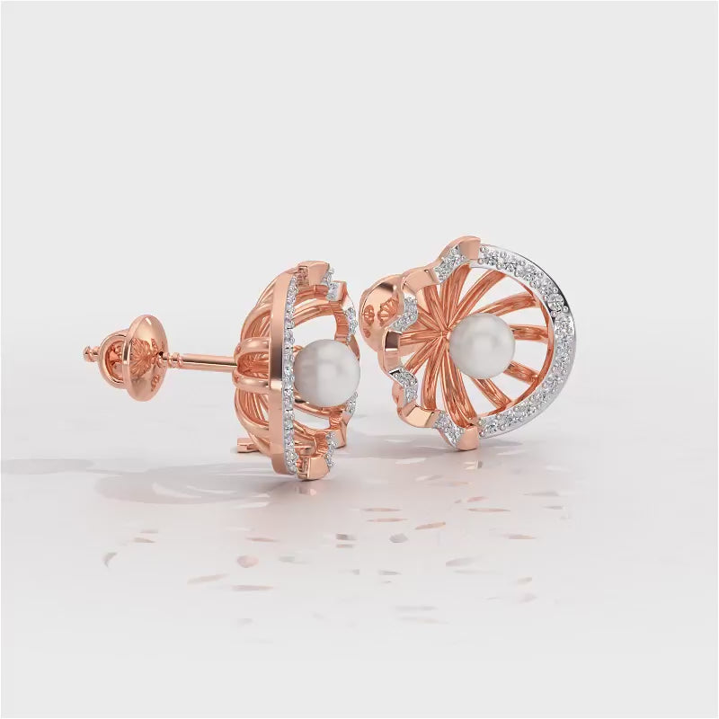 Mandem Silver Pearl Earrings - Rose Gold Video