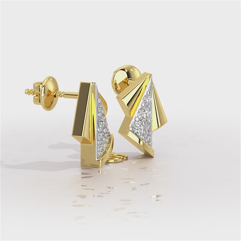 Luminous Angles Silver Earrings - Yellow Gold Video