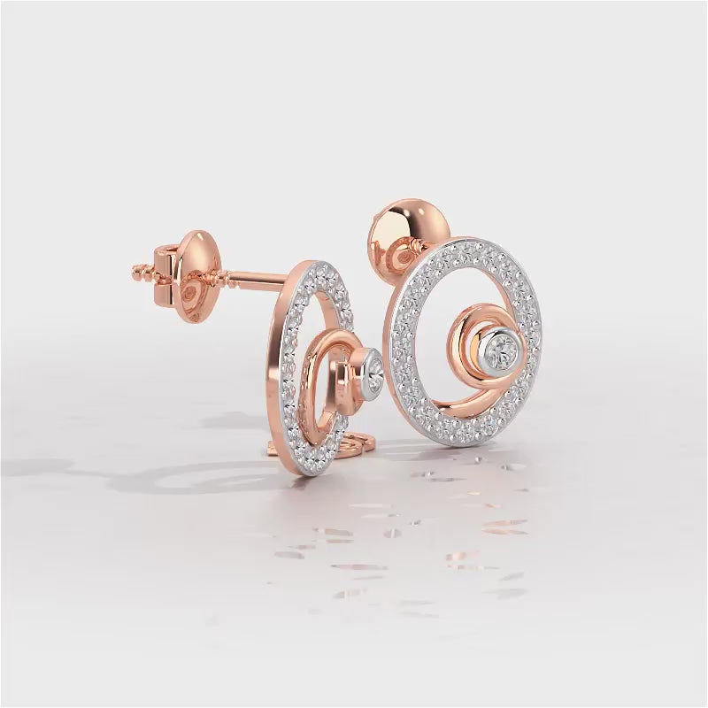 Fire Spark Silver Stud Earrings - Rose Gold Video