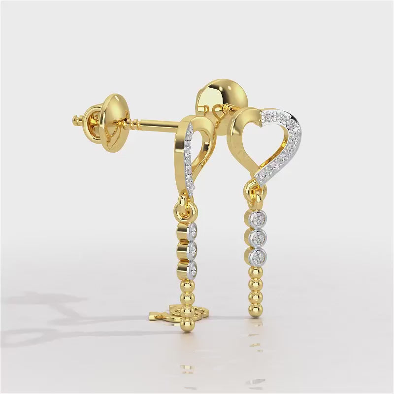 Magnificent Heart Silver Stud Earrings - Yellow Gold Video