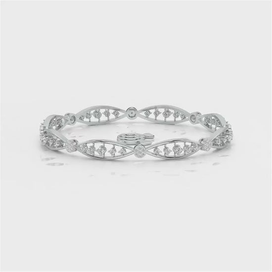 Ridge Silver Bangles - White Gold Video