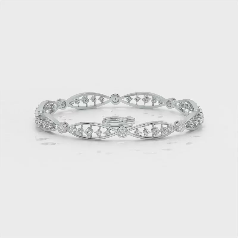 Ridge Silver Bangles - White Gold Video
