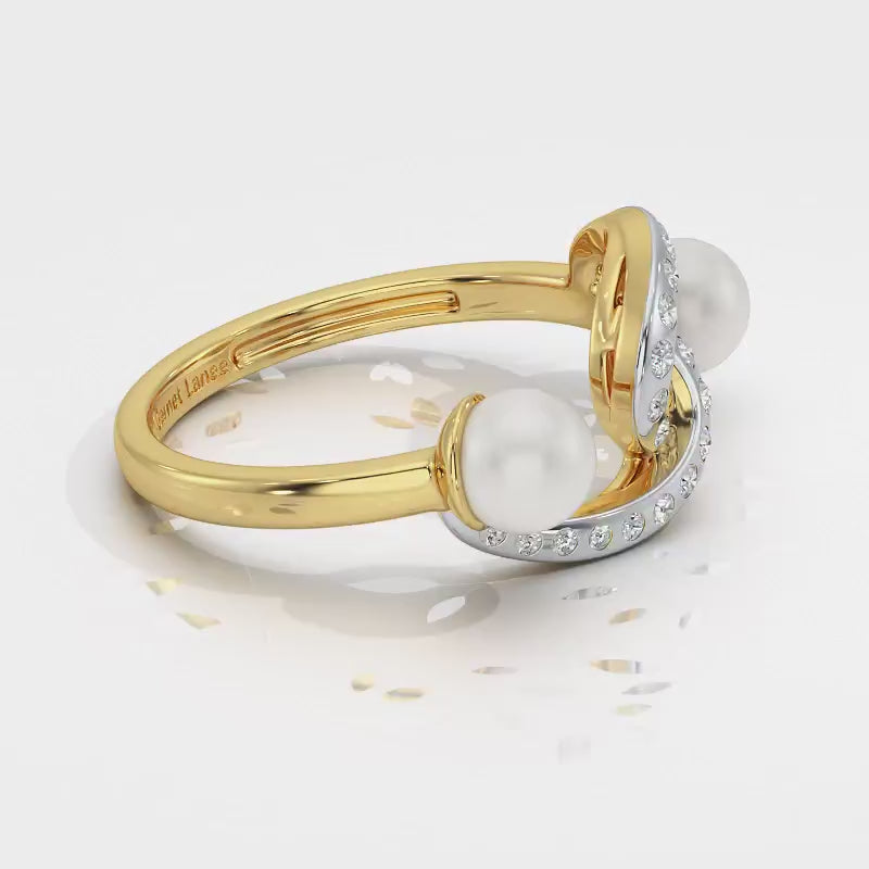 Swirl Twirl Silver Pearl Ring - Yellow Gold Video