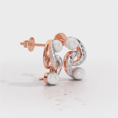 Swirl Twirl Silver Pearl Earrings - Rose Gold Video