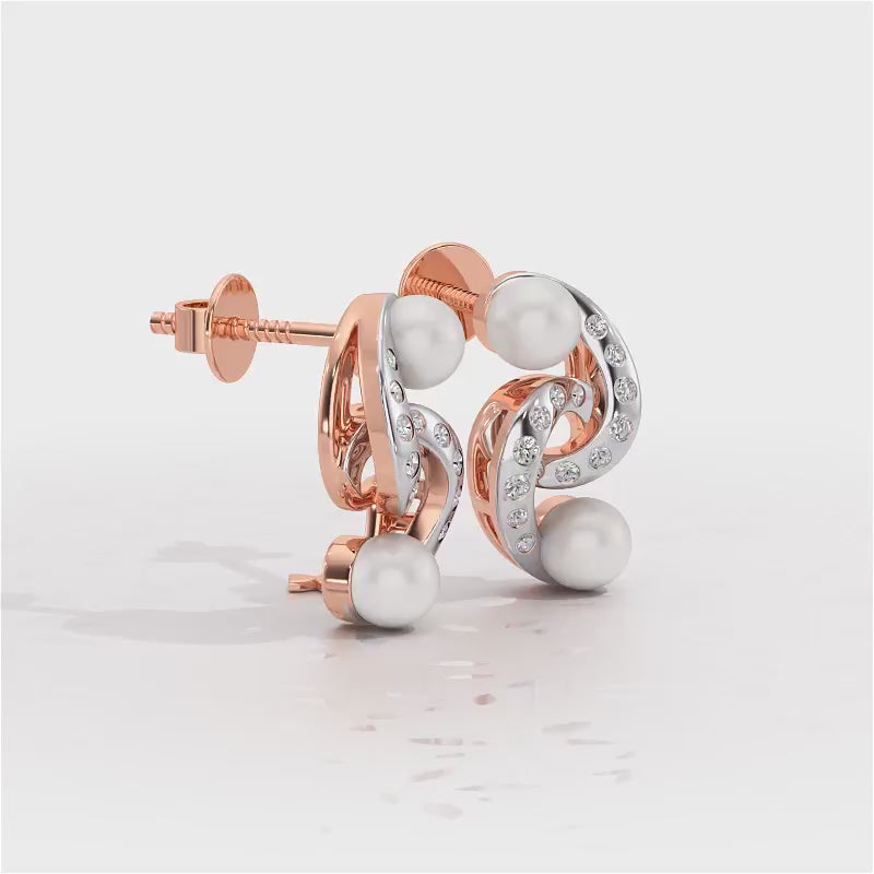 Swirl Twirl Silver Pearl Earrings - Rose Gold Video