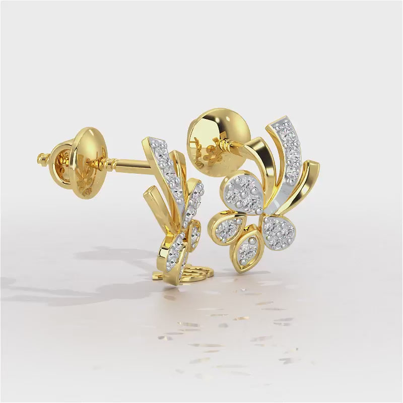 Holy Serenade Silver Stud Earrings - Yellow Gold Video