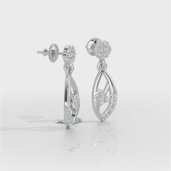Flawless Epitome Dangler Silver Earrings - White Gold Video