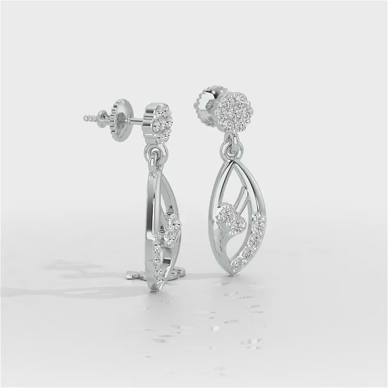 Flawless Epitome Dangler Silver Earrings - White Gold Video