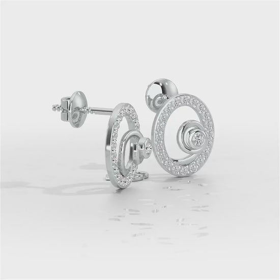 Fire Spark Silver Stud Earrings - White Gold Video