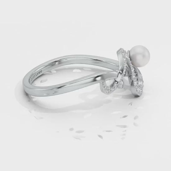 Brim Silver Pearl Ring - White Gold Video