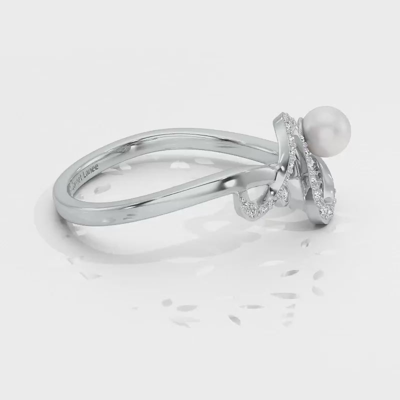 Brim Silver Pearl Ring - White Gold Video