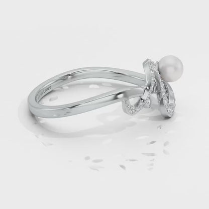 Brim Silver Pearl Ring - White Gold Video