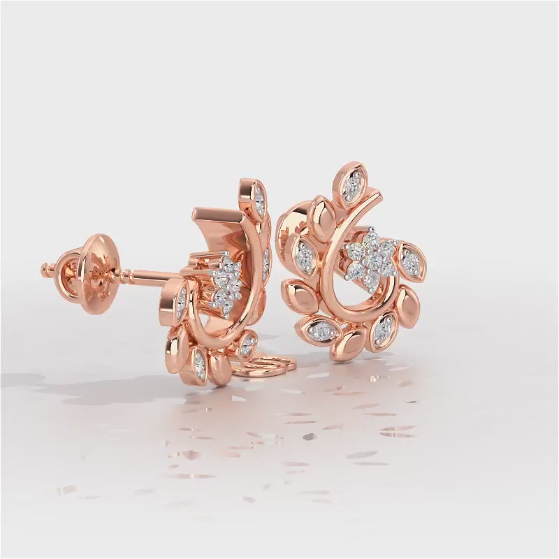 Swirl Vine Silver Earrings - Rose Gold Video