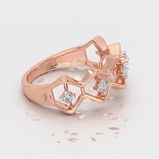 Star Row Silver Ring - Rose Gold Video