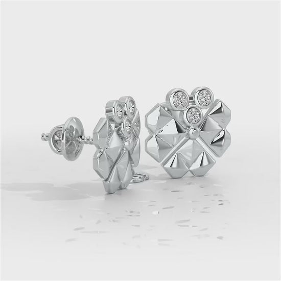 Opulent Overture Silver Stud Earrings - White Gold Video