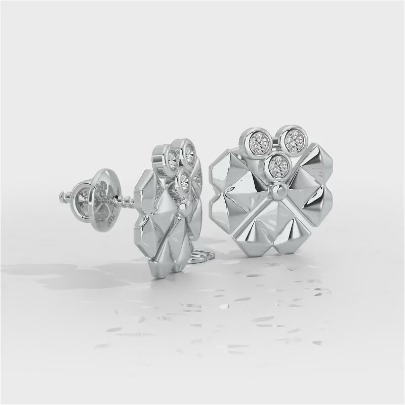 Opulent Overture Silver Stud Earrings - White Gold Video