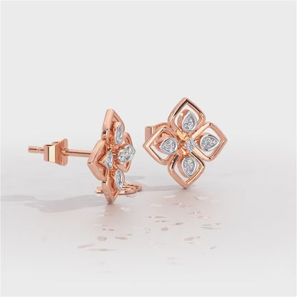 Bettie Flowers Silver Earring Studs - Rose Gold Video