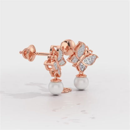 Fresh Wings Silver Pearl Earrings - Rose Gold Video