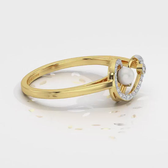 Spin-in Silver Pearl Ring - Yellow Gold Video