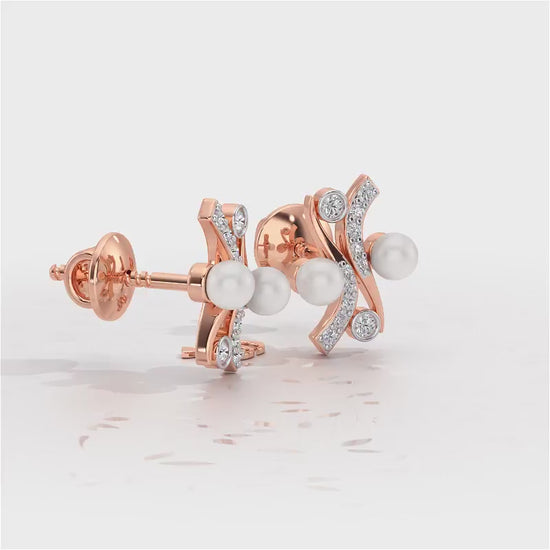 Subtle Silver Pearl Earrings - Rose Gold Video