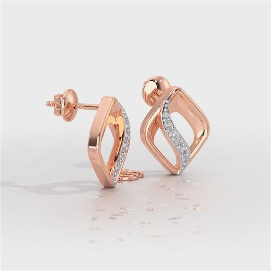 Crescent Spark Silver Earrings - Rose Gold Video