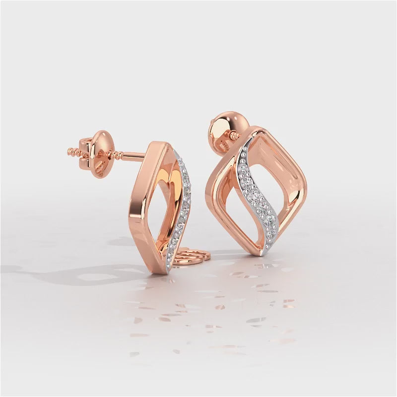 Crescent Spark Silver Earrings - Rose Gold Video