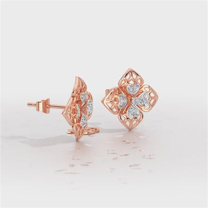 Delicate Petals Silver Earring Studs - Rose Gold Video