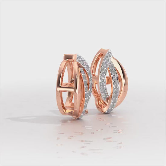 Dazzling Divinity Silver Stud Earrings - Rose Gold Video