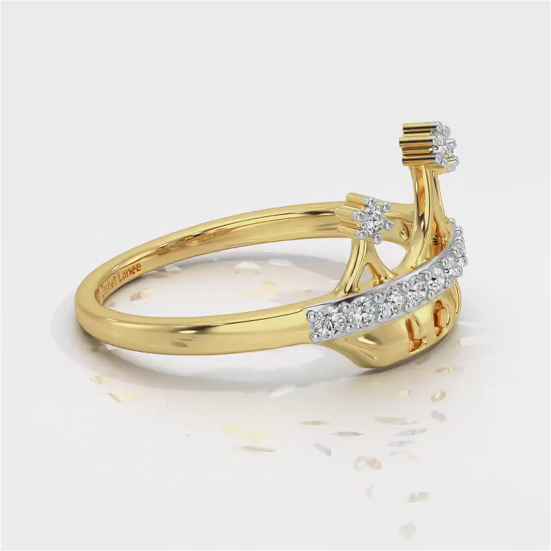 Love Crown Silver Ring - Yellow Gold Video