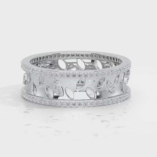 Glam Ferns Silver Band Ring - White Gold Video