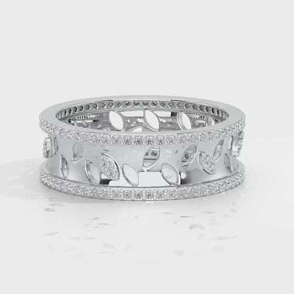Glam Ferns Silver Band Ring - White Gold Video
