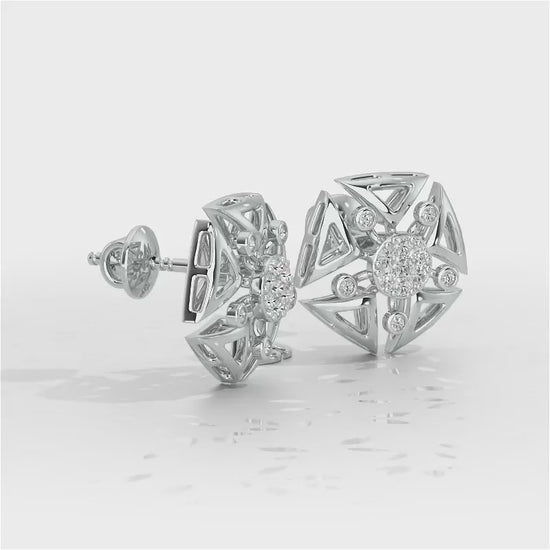 Blitz Bloom Silver Earrings - White Gold Video
