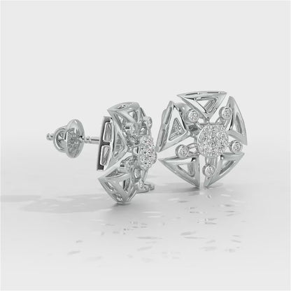 Blitz Bloom Silver Earrings - White Gold Video