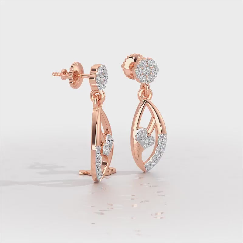 Flawless Epitome Dangler Silver Earrings - Rose Gold Video
