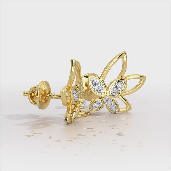 Timeless Tranquility Silver Stud Earrings - Yellow Gold Video