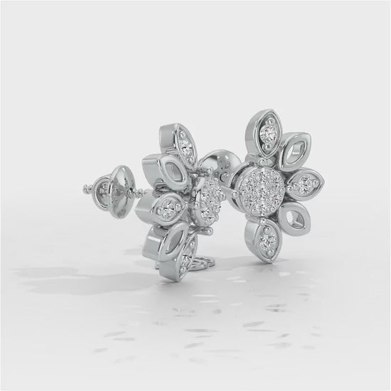 SemiFlora Silver Earrings - White Gold Video
