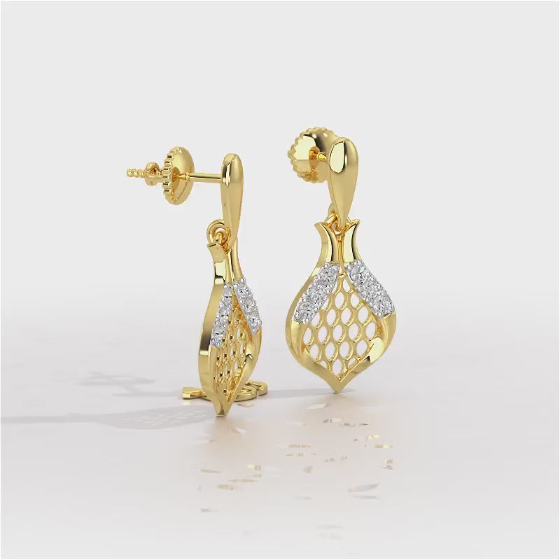 Pasha Elegance Dangler Silver Earrings - Yellow Gold Video