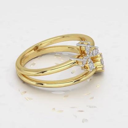 Simple Flower Silver Ring - Yellow Gold Video