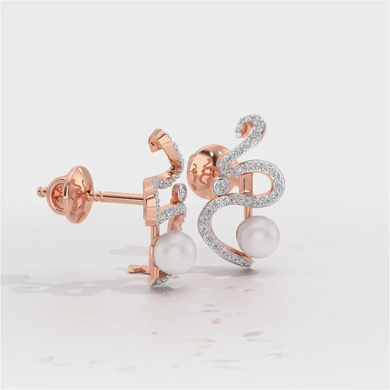 Brim Silver Pearl Earrings - Rose Gold Video