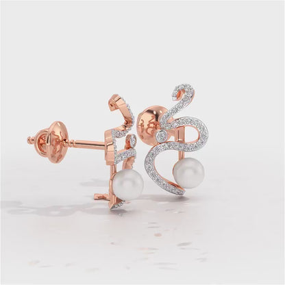 Brim Silver Pearl Earrings - Rose Gold Video