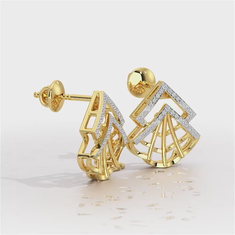 Span Fangs Silver Earrings - Yellow Gold Video