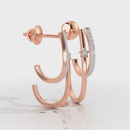 Vibrant Star Silver Stud Earrings - Rose Gold Video