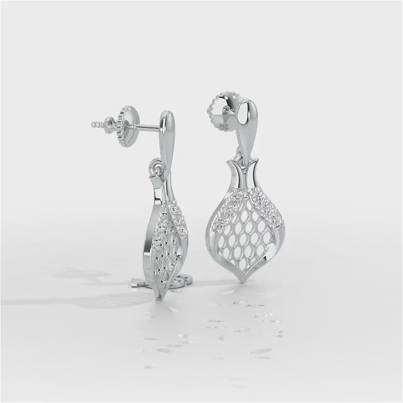 Pasha Elegance Dangler Silver Earrings - White Gold Video