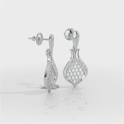 Pasha Elegance Dangler Silver Earrings - White Gold Video
