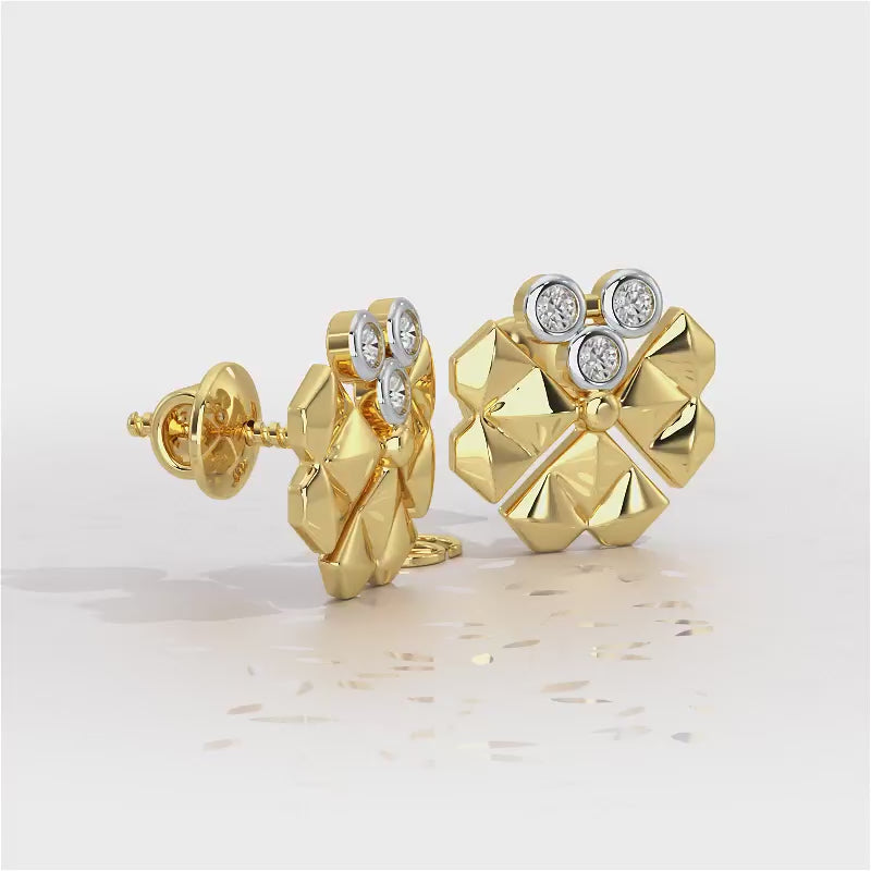 Opulent Overture Silver Stud Earrings - Yellow Gold Video