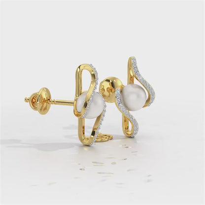 Vibe Silver Pearl Earrings - Yellow Gold Video