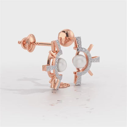 Semi Sun Silver Pearl Earrings - Rose Gold Video