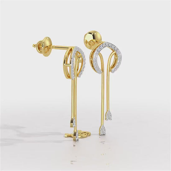 Whispering Whimsy Silver Drop Earrings - Yellow Gold Video