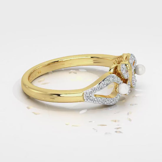 Blissfly Silver Pearl Ring - Yellow Gold Video