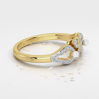 Blissfly Silver Pearl Ring - Yellow Gold Video